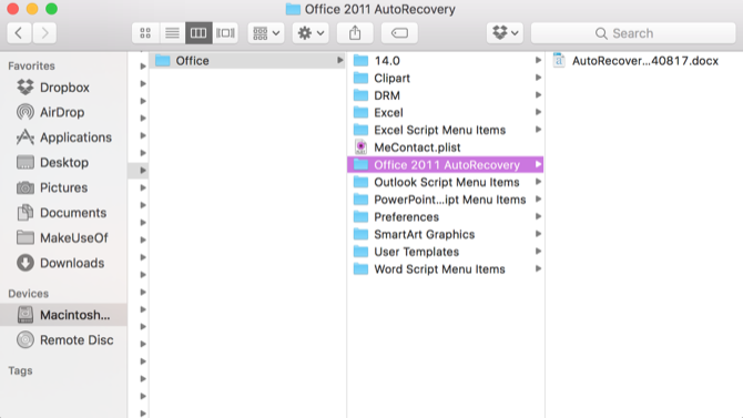 where is office for mac 2016 /library/application support/microsoft/office/office 2011 autorecovery